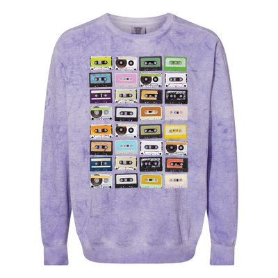 Cassette Tapes Mixtapes 1980s Radio Music Graphic Print Colorblast Crewneck Sweatshirt