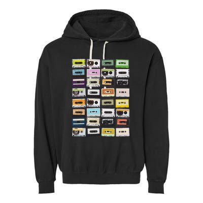 Cassette Tapes Mixtapes 1980s Radio Music Graphic Print Garment-Dyed Fleece Hoodie