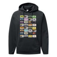 Cassette Tapes Mixtapes 1980s Radio Music Graphic Print Performance Fleece Hoodie