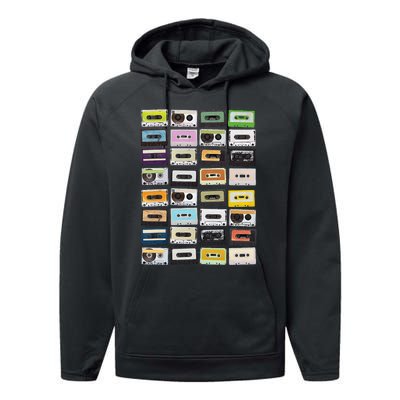 Cassette Tapes Mixtapes 1980s Radio Music Graphic Print Performance Fleece Hoodie