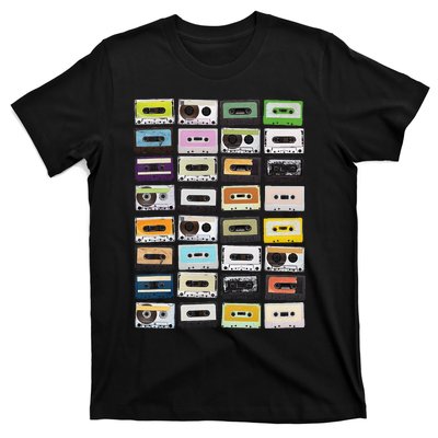 Cassette Tapes Mixtapes 1980s Radio Music Graphic Print T-Shirt