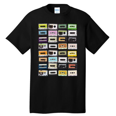 Cassette Tapes Mixtapes 1980s Radio Music Graphic Print Tall T-Shirt