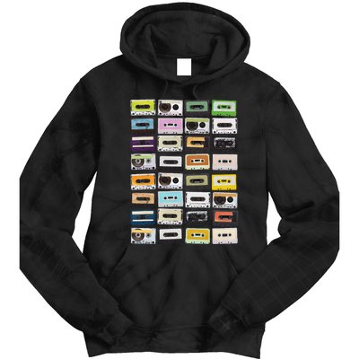 Cassette Tapes Mixtapes 1980s Radio Music Graphic Print Tie Dye Hoodie