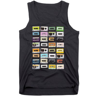 Cassette Tapes Mixtapes 1980s Radio Music Graphic Print Tank Top