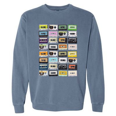 Cassette Tapes Mixtapes 1980s Radio Music Graphic Print Garment-Dyed Sweatshirt