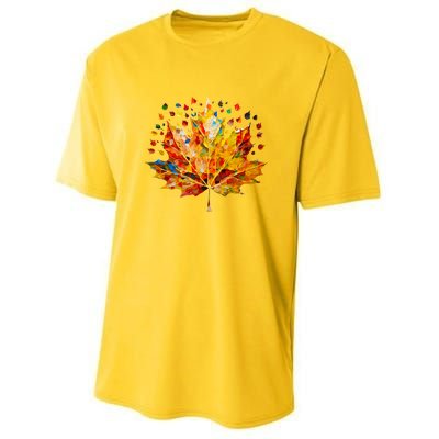 Colorful Thanksgiving Maple Leaf Fall Harvest Seasonal Youth Performance Sprint T-Shirt