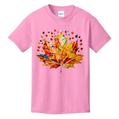 Colorful Thanksgiving Maple Leaf Fall Harvest Seasonal Kids T-Shirt