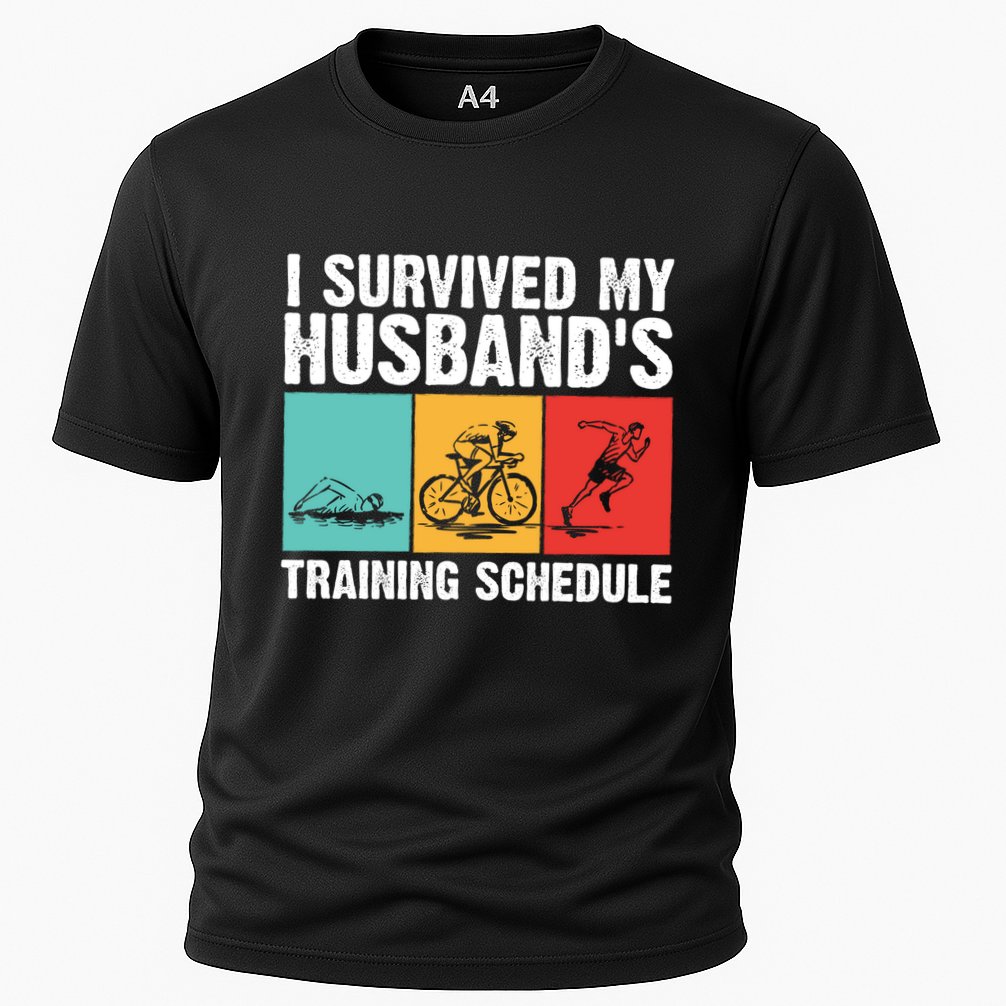 Cool Triathlon Mom Swimming Running Swim Bike Run Gift Cooling Performance Crew T-Shirt