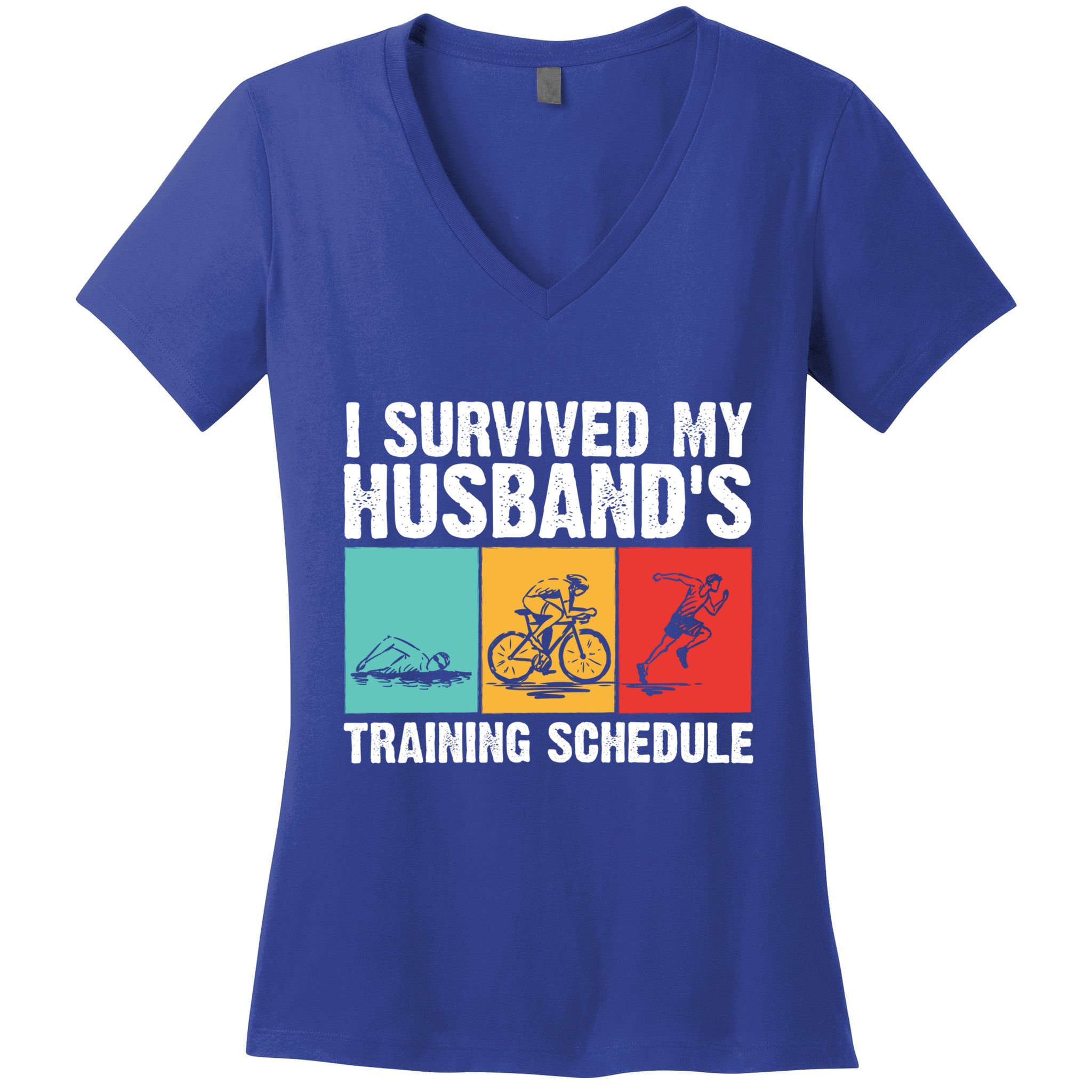 Cool Triathlon Mom Swimming Running Swim Bike Run Gift Women's V-Neck T-Shirt