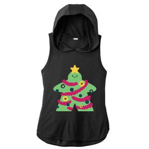 Christmas Tree Meeple Ladies PosiCharge Tri-Blend Wicking Draft Hoodie Tank