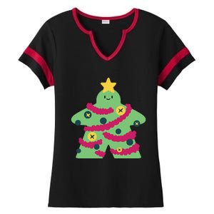 Christmas Tree Meeple Ladies Halftime Notch Neck Tee