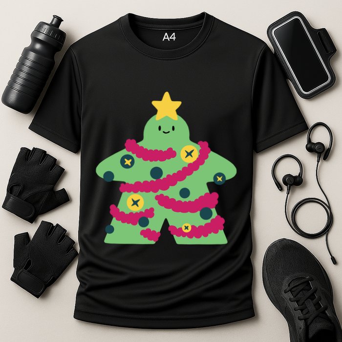 Christmas Tree Meeple Cooling Performance Crew T-Shirt