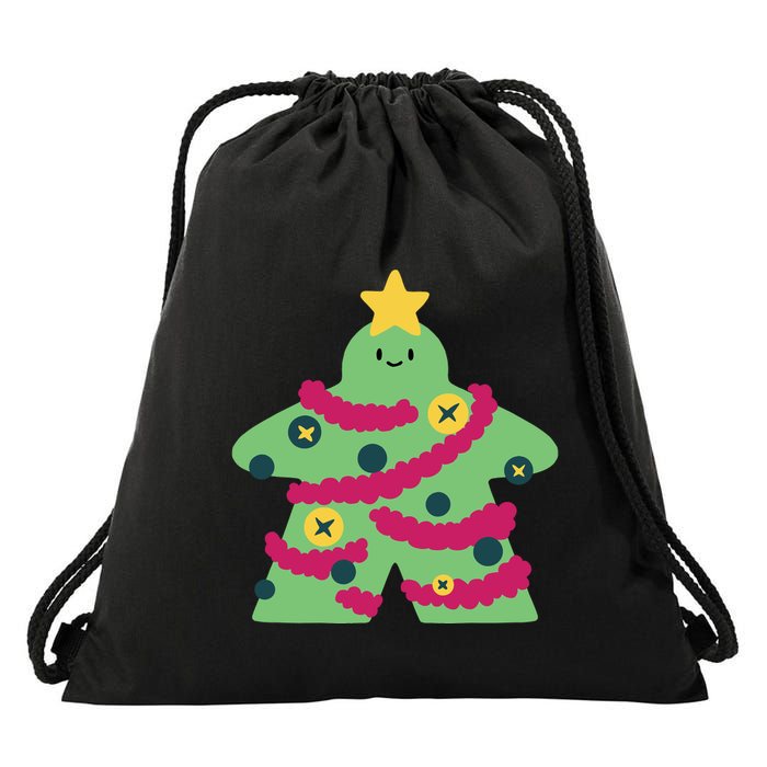 Christmas Tree Meeple Drawstring Bag