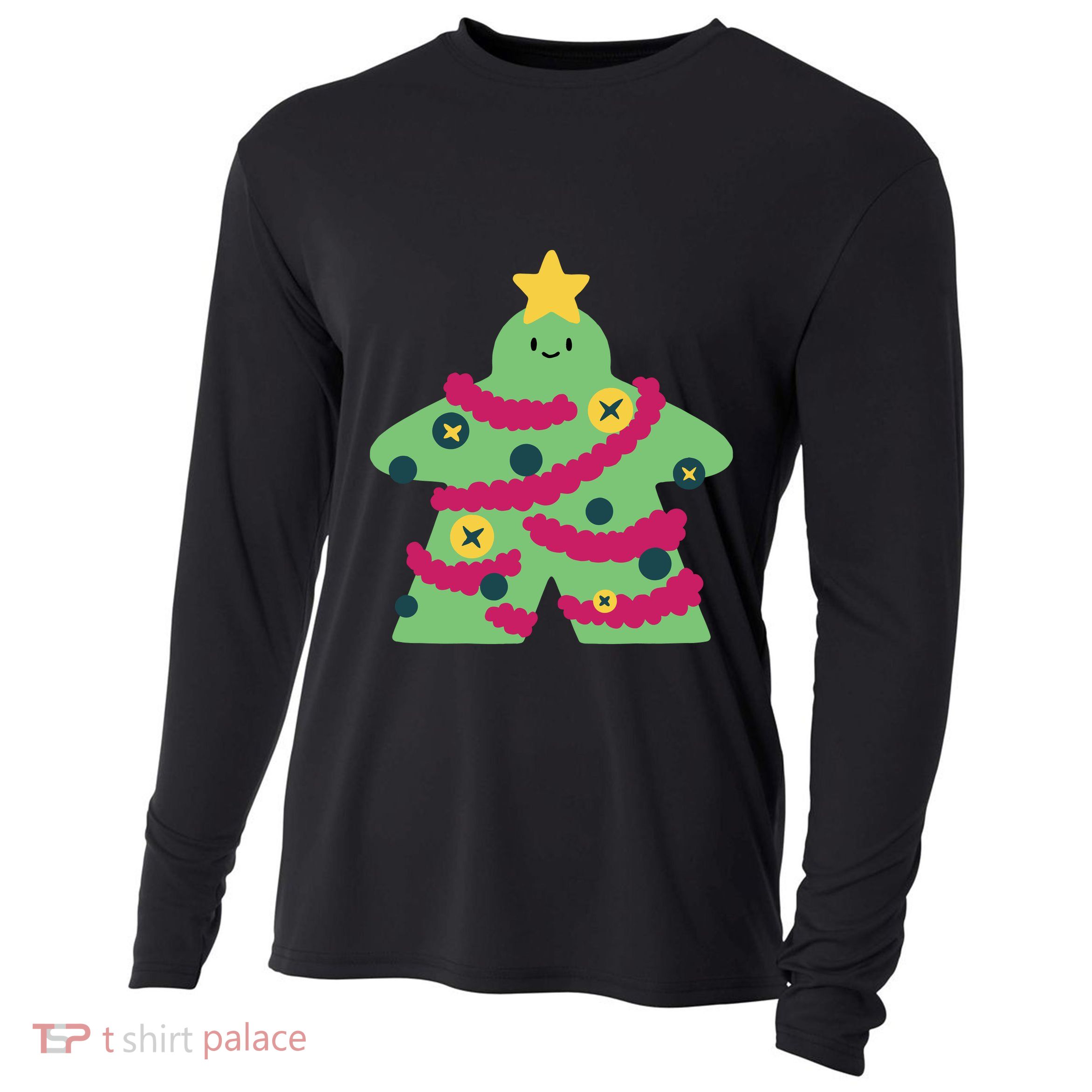 Christmas Tree Meeple Cooling Performance Long Sleeve Crew
