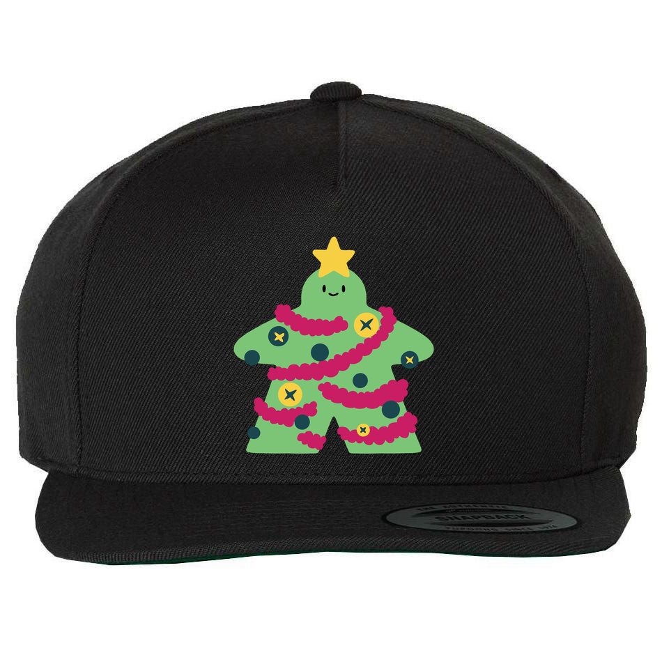Christmas Tree Meeple Wool Snapback Cap