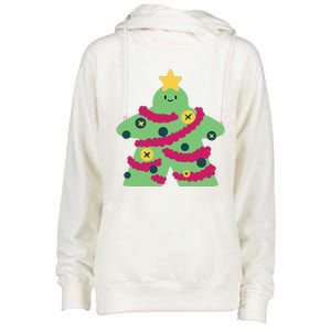 Christmas Tree Meeple Womens Funnel Neck Pullover Hood