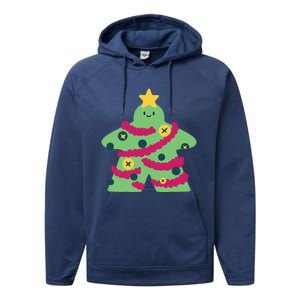 Christmas Tree Meeple Performance Fleece Hoodie