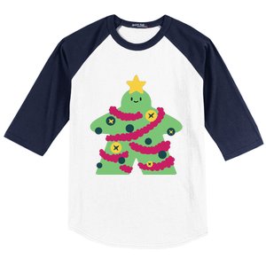 Christmas Tree Meeple Baseball Sleeve Shirt