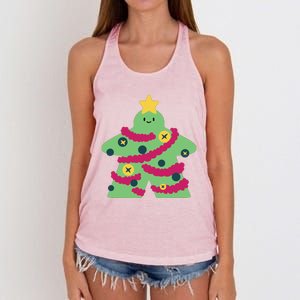 Christmas Tree Meeple Women's Knotted Racerback Tank