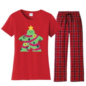 Christmas Tree Meeple Women's Flannel Pajama Set