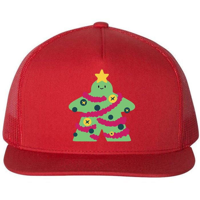 Christmas Tree Meeple Flat Bill Trucker Hat