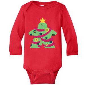 Christmas Tree Meeple Baby Long Sleeve Bodysuit