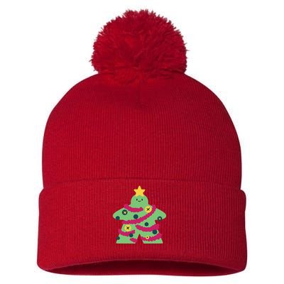 Christmas Tree Meeple Pom Pom 12in Knit Beanie