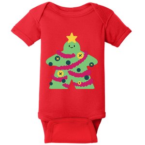 Christmas Tree Meeple Baby Bodysuit