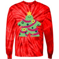 Christmas Tree Meeple Tie-Dye Long Sleeve Shirt