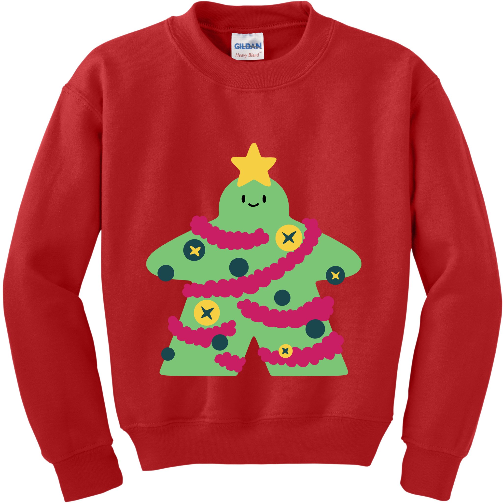 Christmas Tree Meeple Kids Sweatshirt