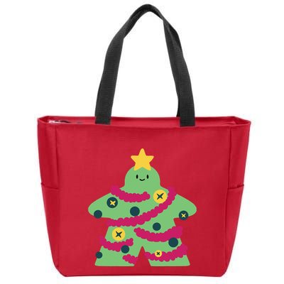 Christmas Tree Meeple Zip Tote Bag