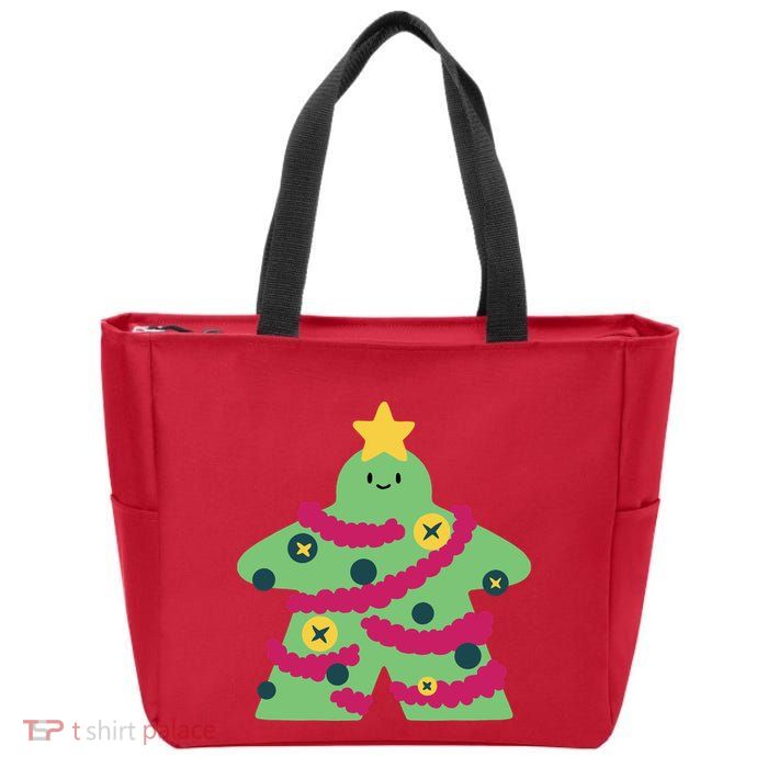 Christmas Tree Meeple Zip Tote Bag
