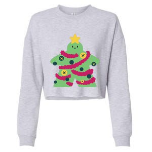 Christmas Tree Meeple Cropped Pullover Crew