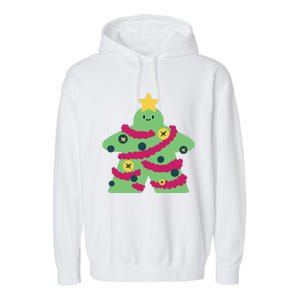 Christmas Tree Meeple Garment-Dyed Fleece Hoodie