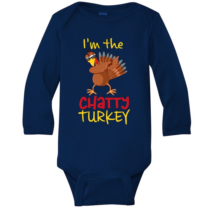 Chatty Turkey Matching Family Group Thanksgiving Party Baby Long Sleeve Bodysuit