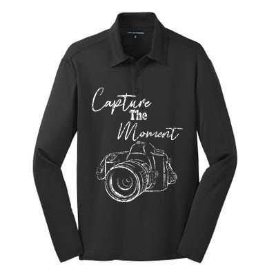 Capture The Moment Funny Photography Photographer Graphic Silk Touch Performance Long Sleeve Polo