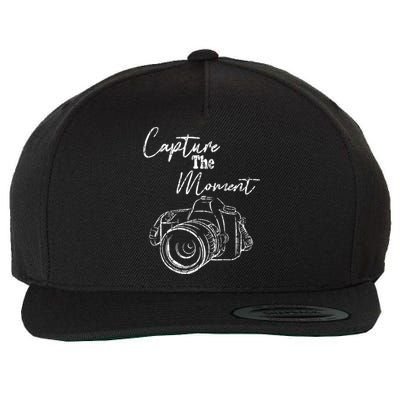 Capture The Moment Funny Photography Photographer Graphic Wool Snapback Cap