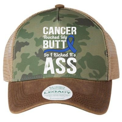 Cancer Touched My Butt so I Kicked it's Ass Colon Cancer Legacy Tie Dye Trucker Hat