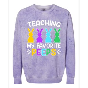 Cute Teaching My Favorite Peeps Happy Easter Day Teacher Colorblast Crewneck Sweatshirt