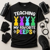 Cute Teaching My Favorite Peeps Happy Easter Day Teacher Cooling Performance Crew T-Shirt