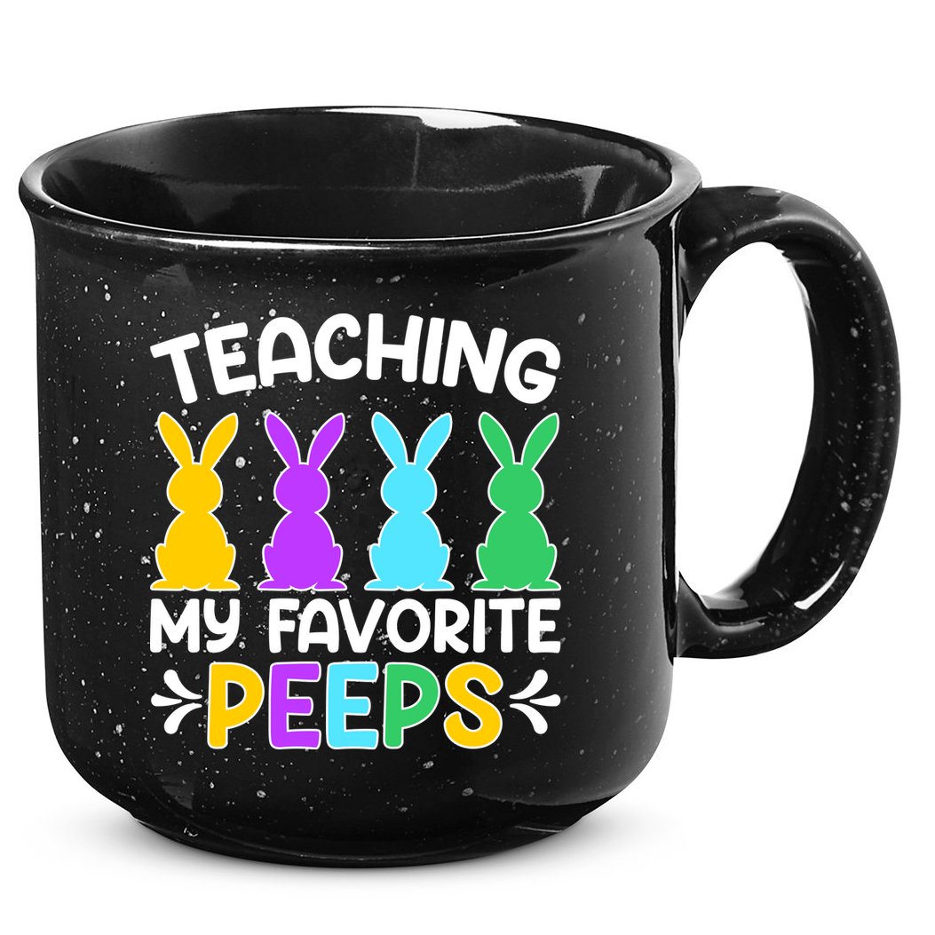 Cute Teaching My Favorite Peeps Happy Easter Day Teacher 15oz Campfire Ceramic Mug