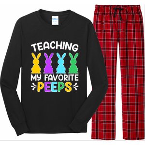 Cute Teaching My Favorite Peeps Happy Easter Day Teacher Long Sleeve Pajama Set