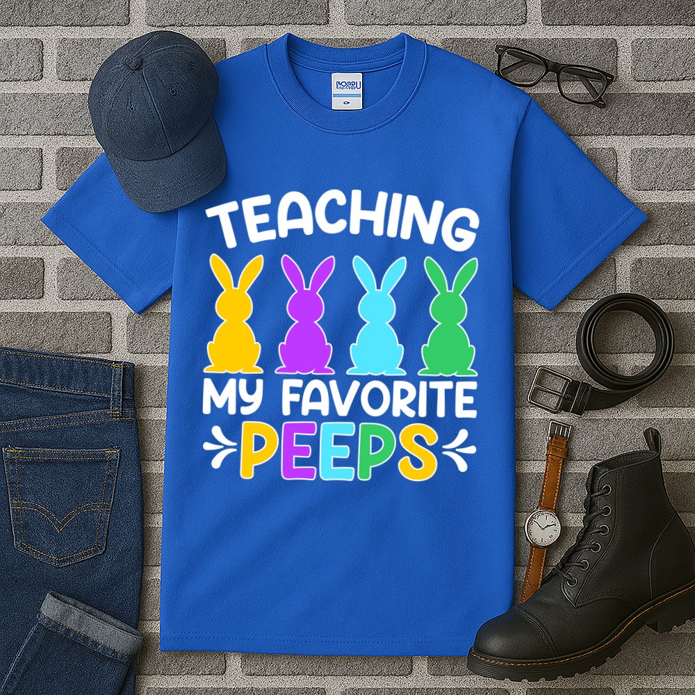 Cute Teaching My Favorite Peeps Happy Easter Day Teacher Tall T-Shirt