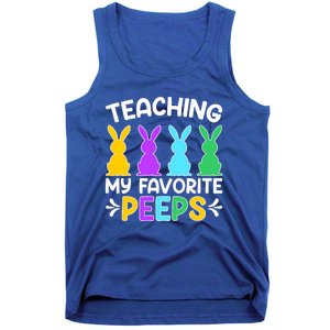 Cute Teaching My Favorite Peeps Happy Easter Day Teacher Tank Top