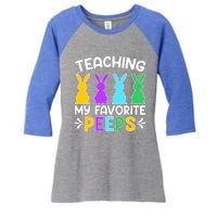 Cute Teaching My Favorite Peeps Happy Easter Day Teacher Women's Tri-Blend 3/4-Sleeve Raglan Shirt