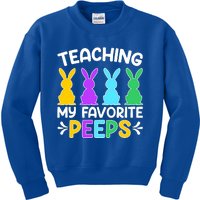 Cute Teaching My Favorite Peeps Happy Easter Day Teacher Kids Sweatshirt