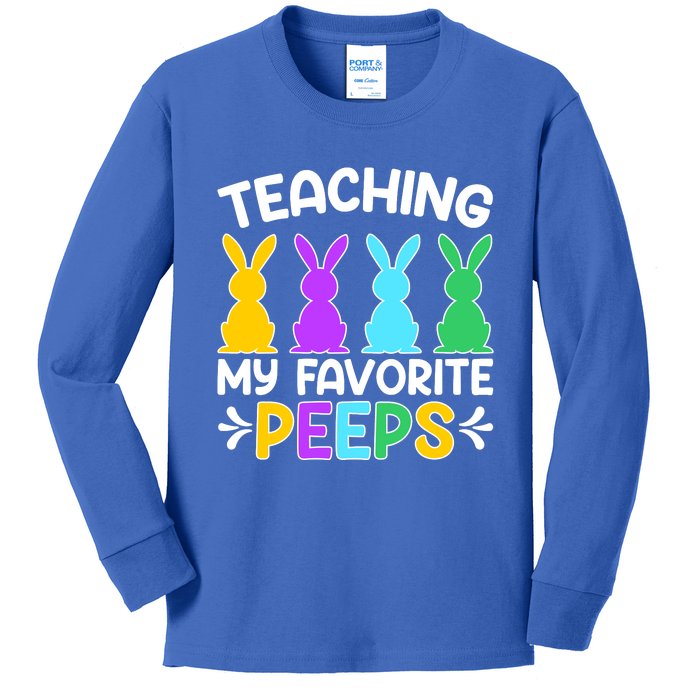 Cute Teaching My Favorite Peeps Happy Easter Day Teacher Kids Long Sleeve Shirt