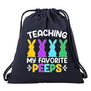 Cute Teaching My Favorite Peeps Happy Easter Day Teacher Drawstring Bag