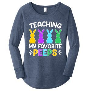 Cute Teaching My Favorite Peeps Happy Easter Day Teacher Women's Perfect Tri Tunic Long Sleeve Shirt