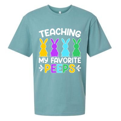 Cute Teaching My Favorite Peeps Happy Easter Day Teacher Sueded Cloud Jersey T-Shirt